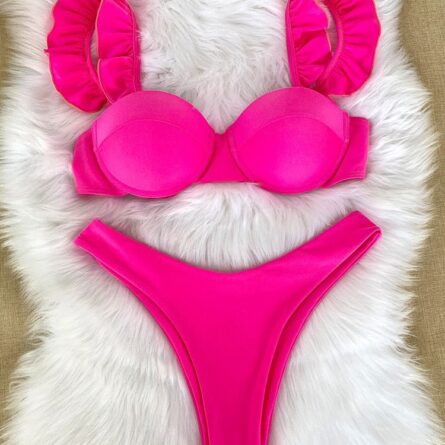 New! Stunning Ruffle Shoulders Push Up Bikini – Bild 5