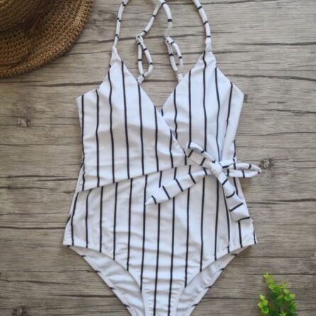 Petra Black White Striped Classic Swimsuit – Bild 3