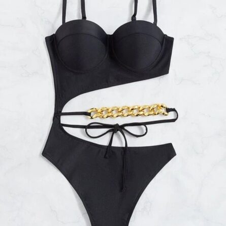 Pink Sunset Cut Out One Piece Swimsuit – Bild 4
