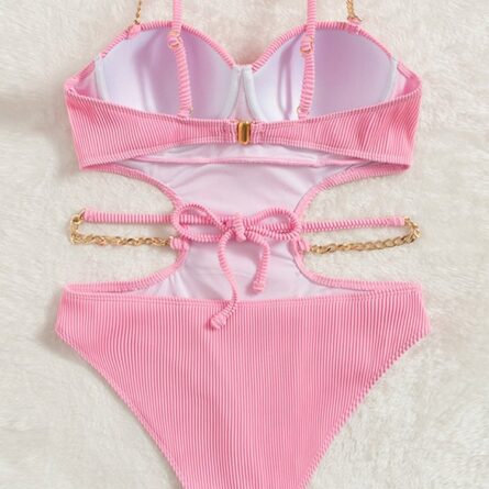 Pink Sunset Cut Out One Piece Swimsuit – Bild 17