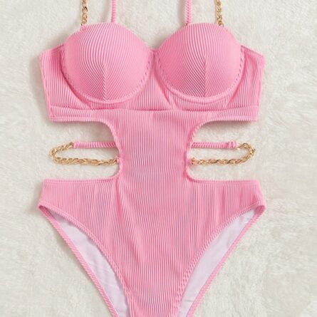 Pink Sunset Cut Out One Piece Swimsuit – Bild 2