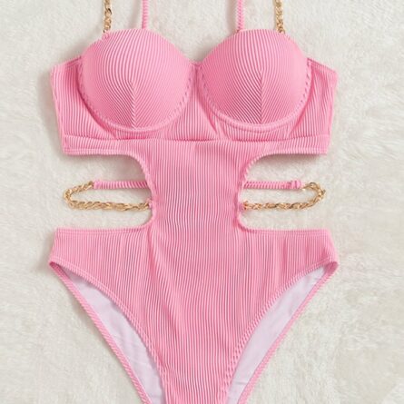 Pink Sunset Cut Out One Piece Swimsuit – Bild 16