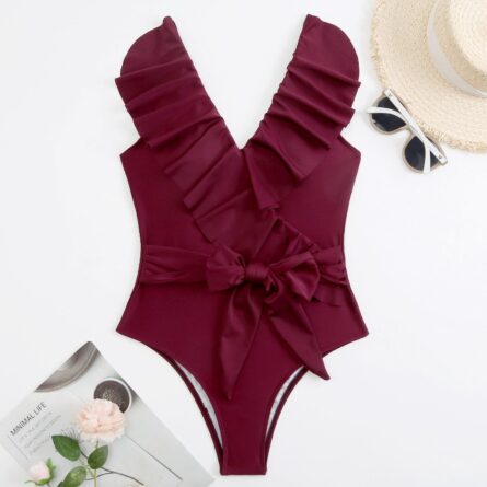 Premium Ruffled Classic Chic One Piece Swimsuit - Image 10