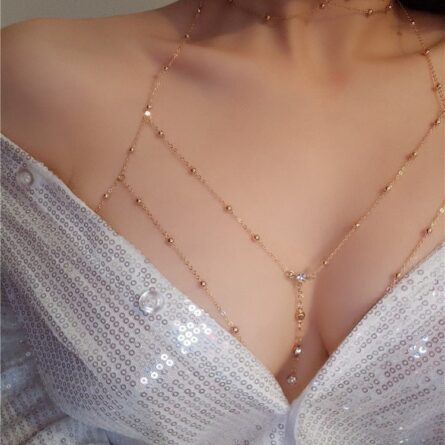 Rhinestones Tassel Sexy Beach Accessory Body Chest Chain Necklace Jewelry - Image 14