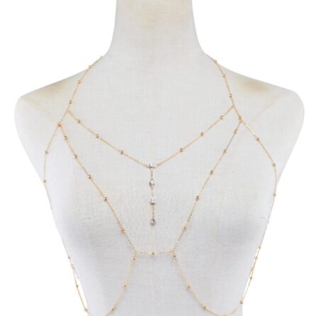 Rhinestones Tassel Sexy Beach Accessory Body Chest Chain Necklace Jewelry - Image 4