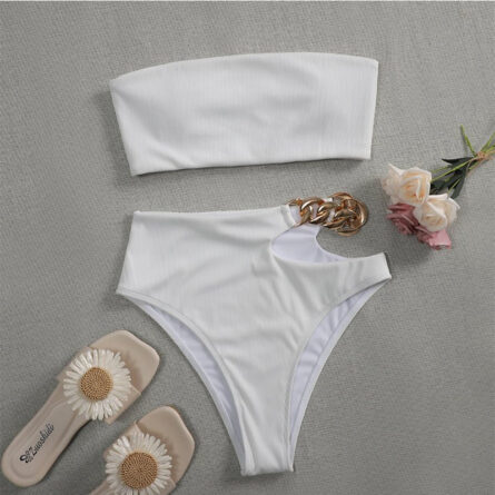 Sexy Chain High Waist Bandeau Bikini – Bild 17