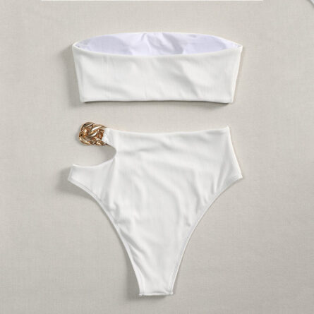 Sexy Chain High Waist Bandeau Bikini – Bild 3