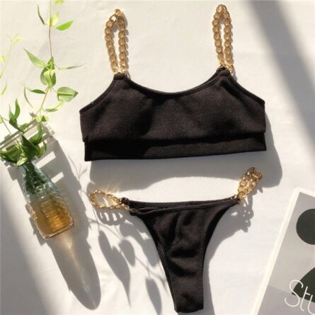 Sexy Chain High Waist Bandeau Bikini – Bild 8
