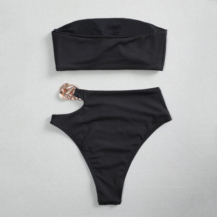 Sexy Chain High Waist Bandeau Bikini – Bild 2