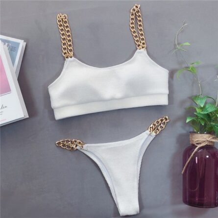 Sexy Chain High Waist Bandeau Bikini – Bild 12