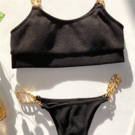 Sexy Chain High Waist Bandeau Bikini – Bild 9
