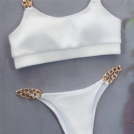 Sexy Chain High Waist Bandeau Bikini – Bild 13