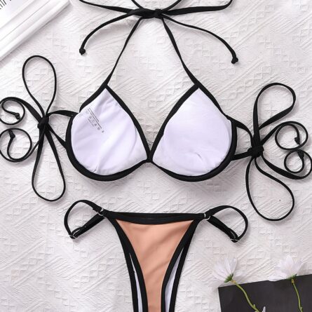Sexy Lace Halter Bikini with See Through Transparent Effect - Image 20