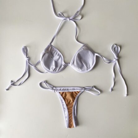 Sexy Lace Halter Bikini with See Through Transparent Effect - Image 22