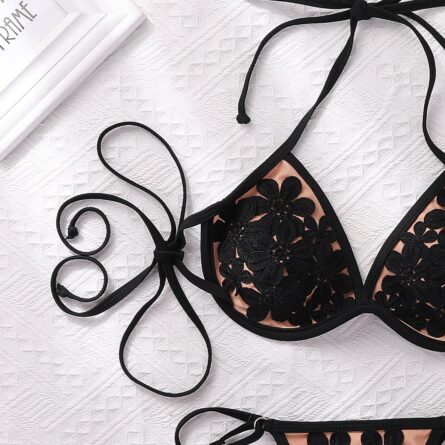 Sexy Lace Halter Bikini with See Through Transparent Effect - Image 19