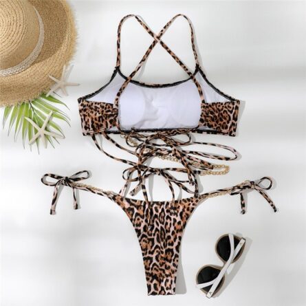 Sexy Leopard Chain Bikini – Bild 7