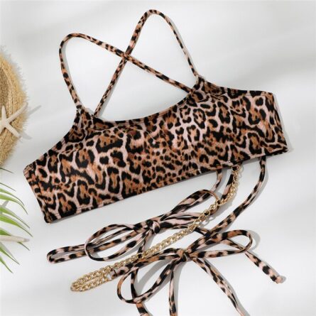 Sexy Leopard Chain Bikini – Bild 4