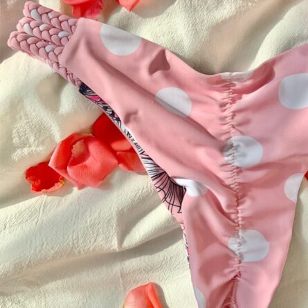 Sexy Pink Ruffle Strapped Bikini – Bild 3