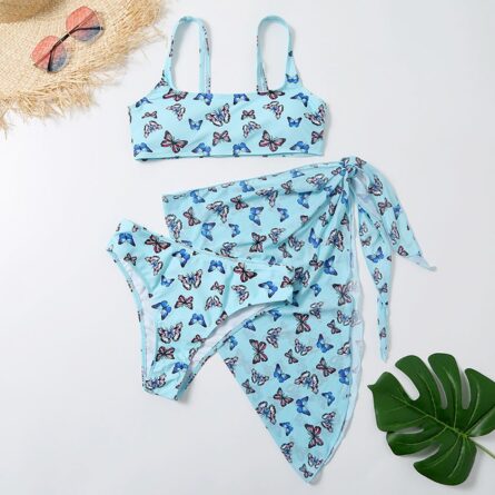 Sexy Snake Butterfly Animal Print Bikini 3 Piece Set – Bild 8