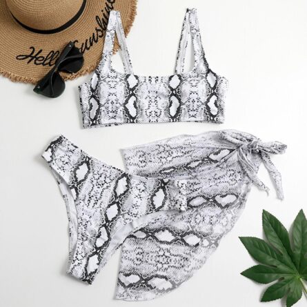 Sexy Snake Butterfly Animal Print Bikini 3 Piece Set – Bild 7