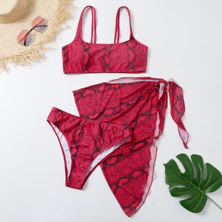 Sexy Snake Butterfly Animal Print Bikini 3 Piece Set – Bild 2