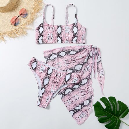 Sexy Snake Butterfly Animal Print Bikini 3 Piece Set – Bild 9