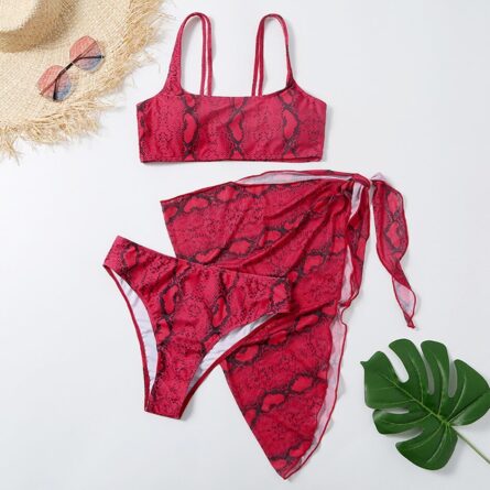 Sexy Snake Butterfly Animal Print Bikini 3 Piece Set – Bild 18