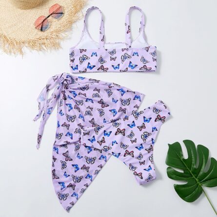 Sexy Snake Butterfly Animal Print Bikini 3 Piece Set – Bild 14
