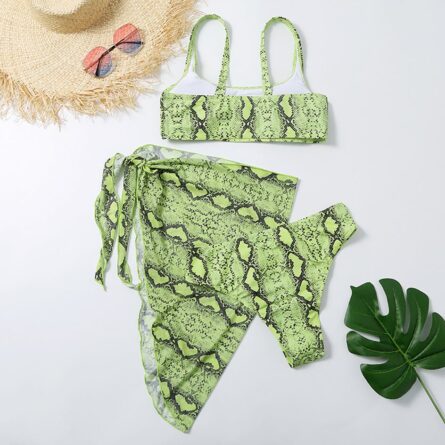 Sexy Snake Butterfly Animal Print Bikini 3 Piece Set – Bild 6
