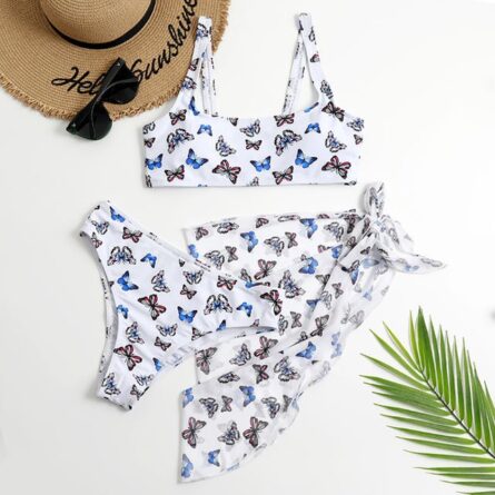 Sexy Snake Butterfly Animal Print Bikini 3 Piece Set – Bild 3
