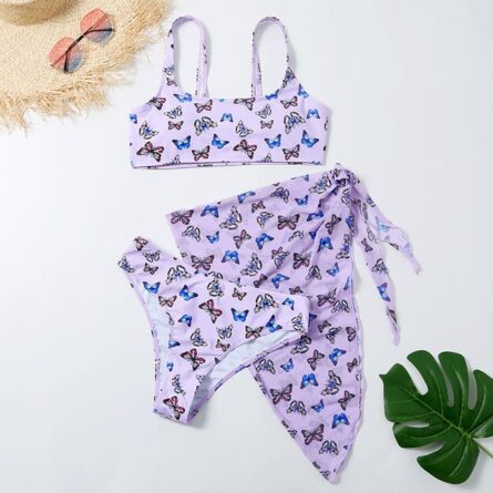 Sexy Snake Butterfly Animal Print Bikini 3 Piece Set – Bild 17