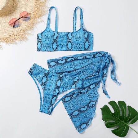 Sexy Snake Butterfly Animal Print Bikini 3 Piece Set – Bild 25