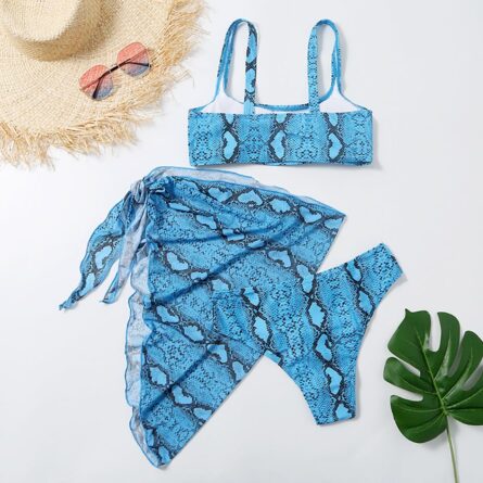 Sexy Snake Butterfly Animal Print Bikini 3 Piece Set – Bild 21