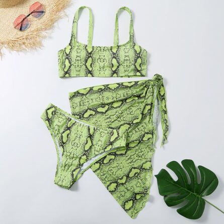 Sexy Snake Butterfly Animal Print Bikini 3 Piece Set – Bild 26