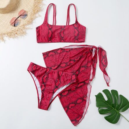 Sexy Snake Butterfly Animal Print Bikini 3 Piece Set – Bild 19