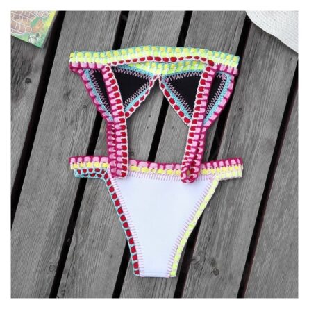 Sunset and Swim Reversible Crochet Neoprene Sexy Bikini Set - Image 4