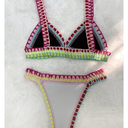 Sunset and Swim Reversible Crochet Neoprene Sexy Bikini Set - Image 12