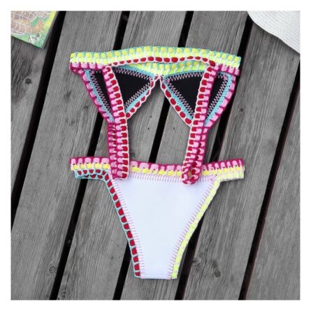 Sunset and Swim Reversible Crochet Neoprene Sexy Bikini Set - Image 10