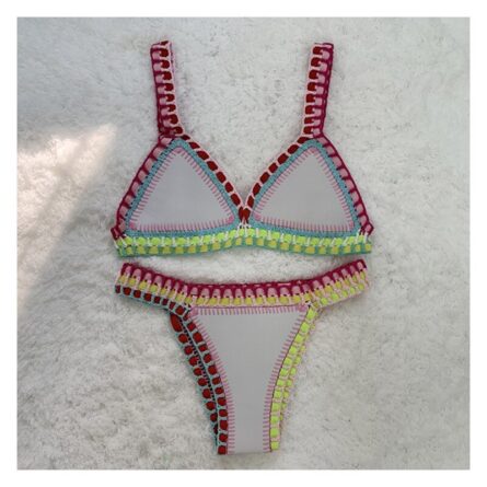 Sunset and Swim Reversible Crochet Neoprene Sexy Bikini Set - Image 6