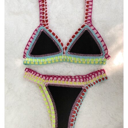Sunset and Swim Reversible Crochet Neoprene Sexy Bikini Set - Image 13