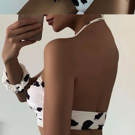 Sunset and Swim Scrunch Cow Print Brazilian Bikini – Bild 9