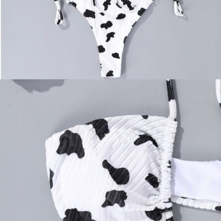 Sunset and Swim Scrunch Cow Print Brazilian Bikini – Bild 13