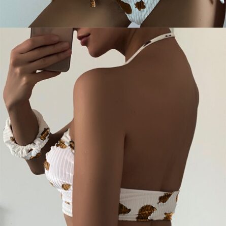 Sunset and Swim Scrunch Cow Print Brazilian Bikini – Bild 11
