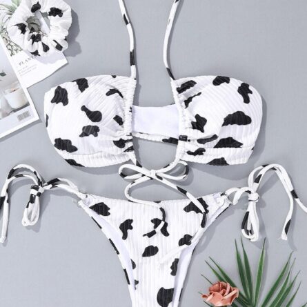 Sunset and Swim Scrunch Cow Print Brazilian Bikini – Bild 3