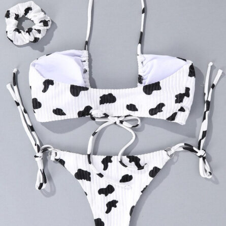 Sunset and Swim Scrunch Cow Print Brazilian Bikini – Bild 5