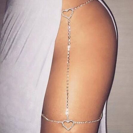 Sunset and Swim Sexy Rhinestone Heart Leg Thigh Chain Jewelry - Image 6