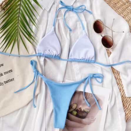 Sunset Ribbed Sexy Brazilian Thong Bikini - Image 24
