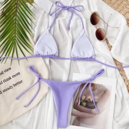 Sunset Ribbed Sexy Brazilian Thong Bikini - Image 23