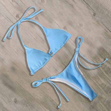 Sunset Ribbed Sexy Brazilian Thong Bikini - Image 6