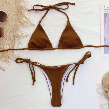 Sunset Ribbed Sexy Brazilian Thong Bikini - Image 5